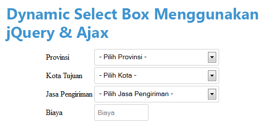 Dynamic Select Box Menggunakan jQuery dan Ajax