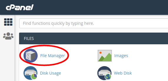 Memilih Menu File Manager di cPanel